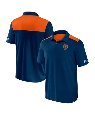 Fanatics Men's Navy/orange Chicago Bears Color Block Polo Shirt In Navy,orange