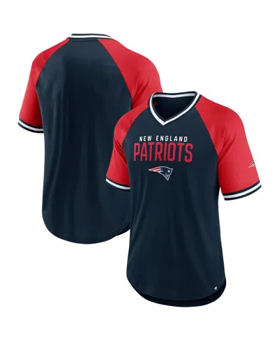FANATICS MEN'S NAVY/RED NEW ENGLAND PATRIOTS HASHMARK RAGLANÂ T-SHIRT