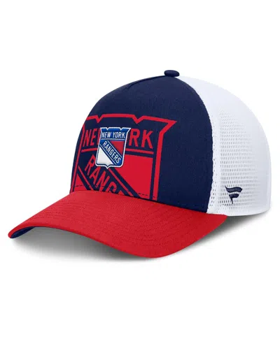 Fanatics Men's Navy/red New York Rangers Authentic Pro A-frame Rink Adjustable Hat In Navy,red