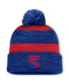 Fanatics Men's Navy/red New York Rangers Fundamental Red Line Cuffed Knit Hat With Pom In Navy,red