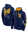 Fanatics Men's Navy/yellow Indiana Pacers Game Time Crossover Pullover Hoodie In Navy,yellow