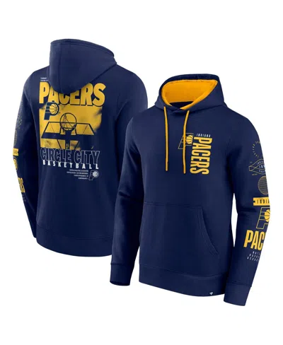 Fanatics Men's Navy/yellow Indiana Pacers Game Time Crossover Pullover Hoodie In Navy,yellow