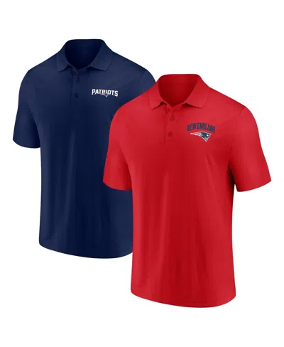 Fanatics Men's New England Patriots Lockup Two-pack Polo Shirt Set In Navy,red