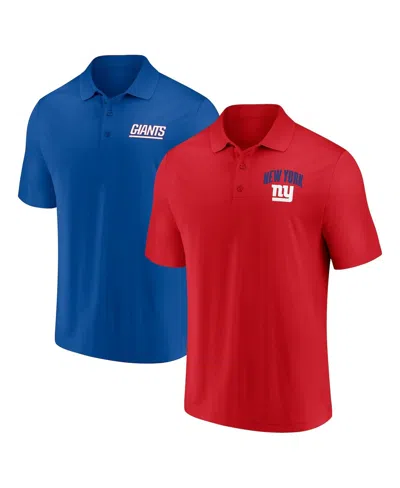 Fanatics Men's New York Giants Lockup Two-pack Polo Shirt Set In Blue,red