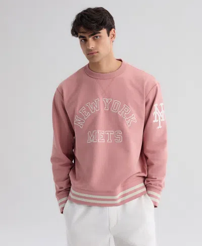 Fanatics Men's New York Mets Iconic Crewneck Relaxed-fit Sweatshirt In Pink