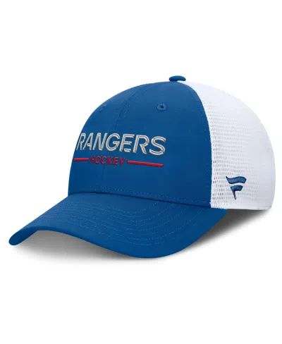 Fanatics Men's New York Rangers Centennial Authentic Pro Structured Trucker Adjustable Hat In Blue,white