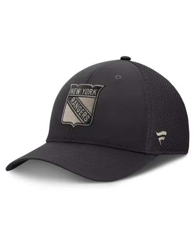 Fanatics Men's New York Rangers Road Meshback Stretch Baseball Hat In Charcoal
