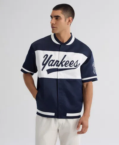 Fanatics Men's New York Yankees Iconic Full-snap Satin Relaxed-fit Jacket In Blue