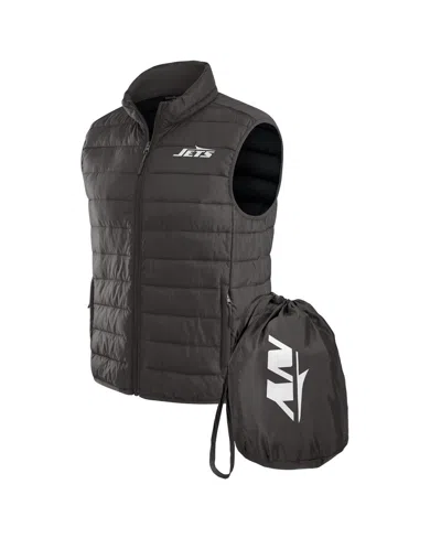 Fanatics Men's Nfl X Darius Rucker Collection By Black New York Jets Packable Full-zip Vest With Travel Bag