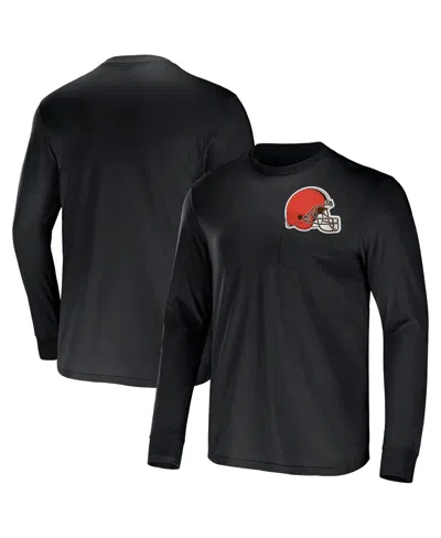 Fanatics Men's Nfl X Darius Rucker Collection By  Black Cleveland Browns Slub Jersey Henley Long Slee