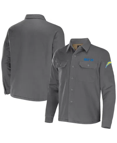 Fanatics Men's Nfl X Darius Rucker Collection By  Gray Los Angeles Chargers Canvas Button-up Shirt Ja