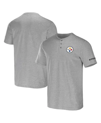 Fanatics Men's Nfl X Darius Rucker Collection By  Heather Gray Pittsburgh Steelers Henley T-shirt