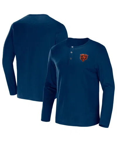 Fanatics Men's Nfl X Darius Rucker Collection By  Navy Chicago Bears Slub Jersey Henley Long Sleeve T