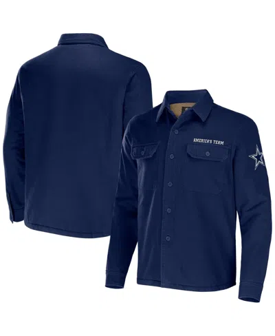 FANATICS MEN'S NFL X DARIUS RUCKER COLLECTION BY FANATICS NAVY DALLAS COWBOYS CANVAS BUTTON-UP SHIRT JACKET