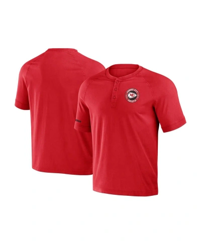 Fanatics Men's Nfl X Darius Rucker Collection By  Red Kansas City Chiefs Washed Raglan Henley T-shirt