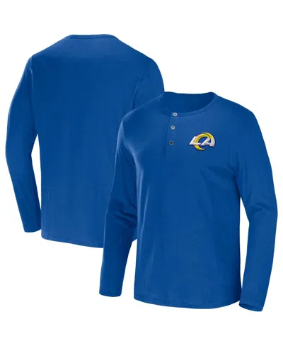 Fanatics Men's Nfl X Darius Rucker Collection By  Royal Los Angeles Rams Slub Jersey Henley Long Slee