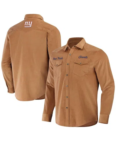 FANATICS MEN'S NFL X DARIUS RUCKER COLLECTION BY FANATICS TAN NEW YORK GIANTS WESTERN BUTTON-UP SHIRT