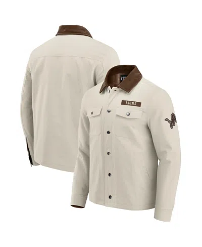 Fanatics Men's Nfl X Darius Rucker Collection By Tan Detroit Lions Midweight Canvas Full-button Jacket In Brown