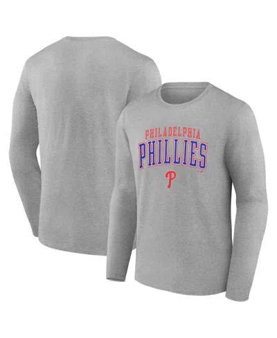 Fanatics Men's No Color Philadelphia Phillies Iconic Tricode Long Sleeve T-shirt In Gray