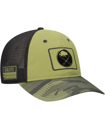 Fanatics Men's Olive Buffalo Sabres Military Appreciation Trucker Adjustable Hat In Green