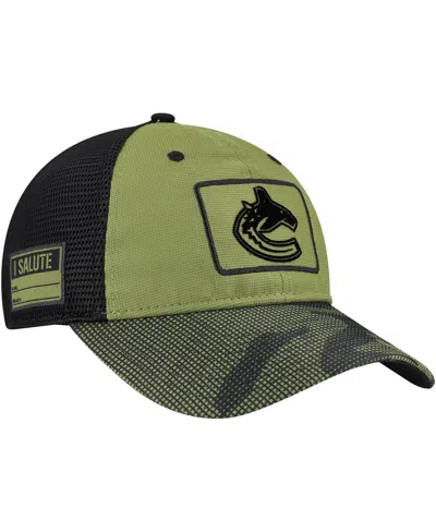 Fanatics Men's Olive Vancouver Canucks Military Appreciation Trucker Adjustable Hat