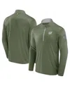 Fanatics Men's Olive Wisconsin Badgers Oht Military Appreciation Defender Quarter-zip Jacket In Olive