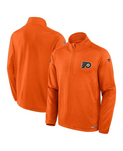 Fanatics Men's Orange Philadelphia Flyers Authentic Pro Rink Quarter-zip Sweatshirt In Animal Print