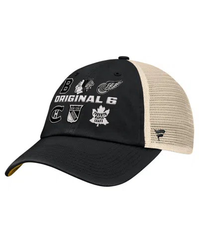 Fanatics Men's Original Six Adjustable Trucker Hat In Black,cream