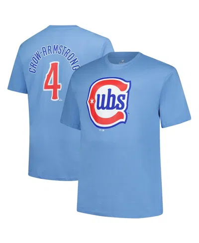 Fanatics Men's Pete Crow-armstrong Light Blue Chicago Cubs Big Tall Name Number T-shirt
