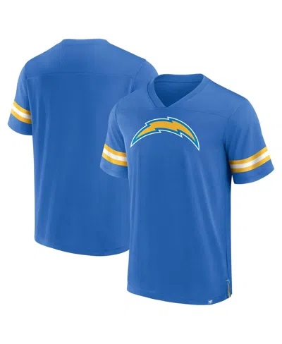 Fanatics Men's Powder Blue Los Angeles Chargers Jersey Tackle V-neck T-shirt In Powder Blue,gold