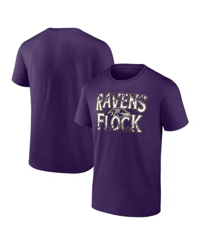 Fanatics Men's Purple Baltimore Ravens Ravens Flock T-shirt
