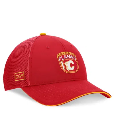 Fanatics Men's Red Calgary Flames 2024 Nhl Draft On Stage Trucker Adjustable Hat In Red,gold