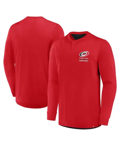 Fanatics Men's Red Carolina Hurricanes Adrenaline Push Long Sleeve Henley Shirt