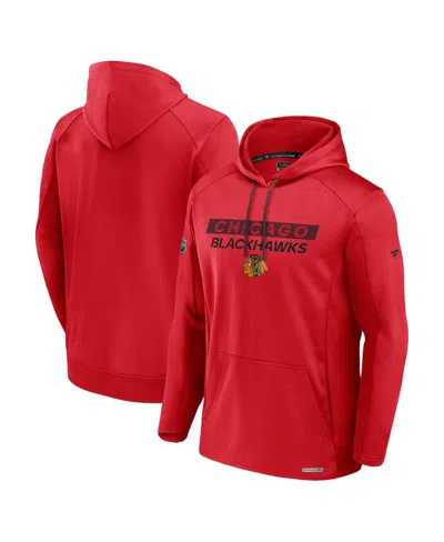 Fanatics Men's Red Chicago Blackhawks Authentic Pro Rink Fleece Pullover Hoodie