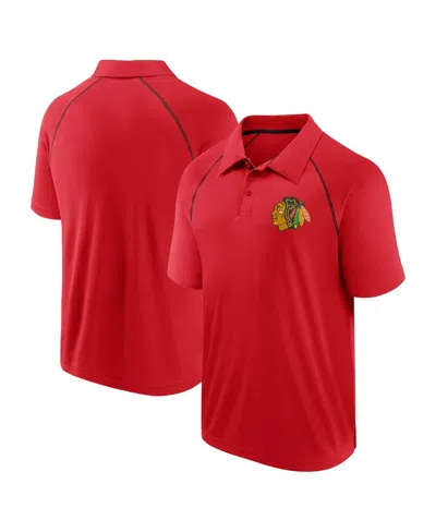 Fanatics Men's Red Chicago Blackhawks Raglan Strong Alone Polo Shirt In Red,black