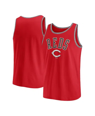 Fanatics Men's Red Cincinnati Reds Bet Tank Top In Red,heather Gray