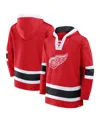 Fanatics Men's Red Detroit Red Wings Inside Line Fleece Pullover Hoodie In Red,black