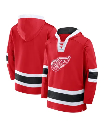 Fanatics Men's Red Detroit Red Wings Inside Line Fleece Pullover Hoodie In Red,black