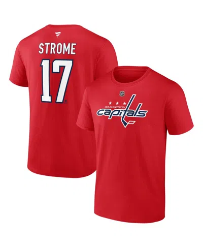 Fanatics Men's Red Dylan Strome Washington Capitals Authentic Stack Name Number T-shirt
