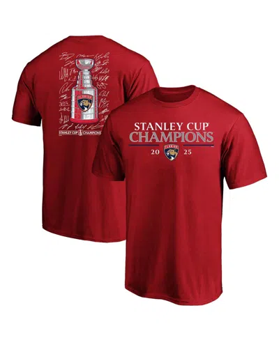 Fanatics Men's Red Florida Panthers 2025 Stanley Cup Champions Big Tall Roster T-shirt In Burgundy