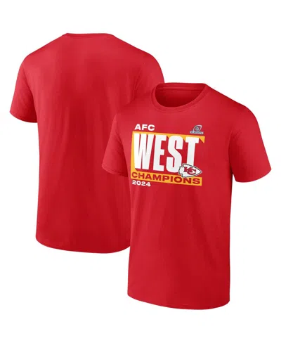 Fanatics Men's Red Kansas City Chiefs 2024 Afc West Division Champions Conquer T-shirt