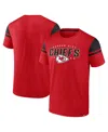 Fanatics Men's Red Kansas City Chiefs Old School Play Slub T-shirt In Red,black