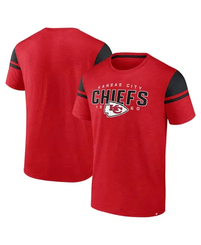 Fanatics Men's Red Kansas City Chiefs Old School Play Slub T-shirt In Red,black