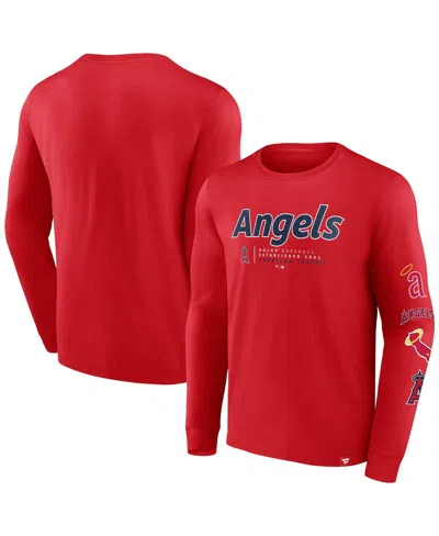 Fanatics Men's Red Los Angeles Angels Strike The Goal Long Sleeve T-shirt
