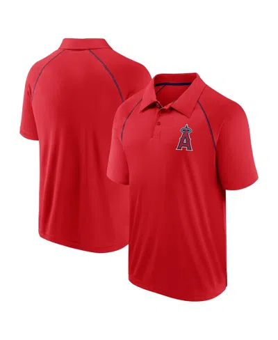 Fanatics Men's Red Los Angeles Angels Strong Alone Raglan Polo Shirt