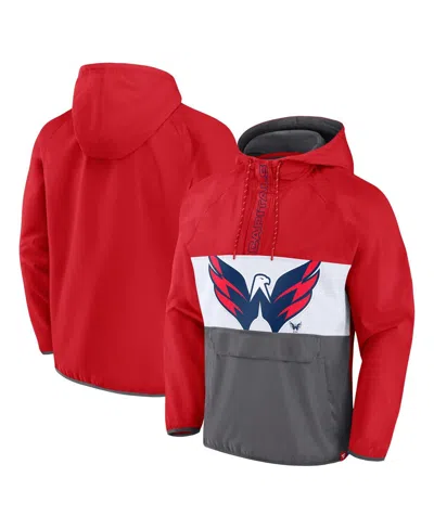 Fanatics Men's Red Washington Capitals Flagrant Foul Anorak Raglan Half-zip Hoodie Jacket