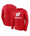 Fanatics Men's Red Wisconsin Badgers Team Lockup Long Sleeve T-shirt In Red