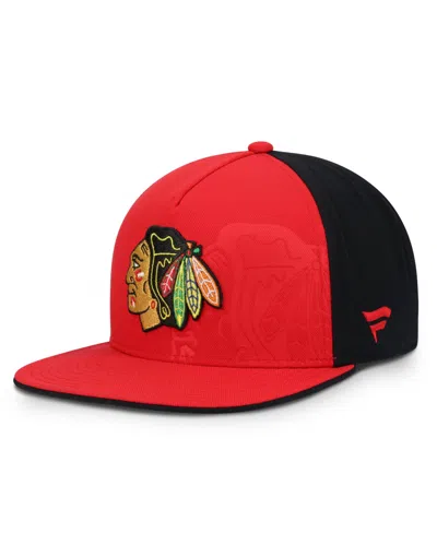 Fanatics Men's Red/black Chicago Blackhawks Snapback Hat In Multi