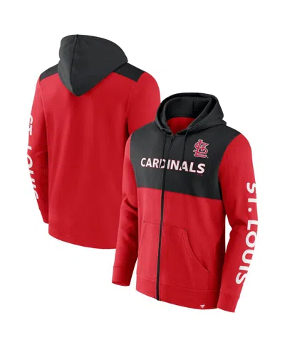 Fanatics Men's Red/black St. Louis Cardinals Ace Hoodie Full-zip Sweatshirt In Red,black