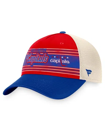 Fanatics Men's Red/blue Washington Capitals Heritage Vintage Trucker Adjustable Hat In Red,blue